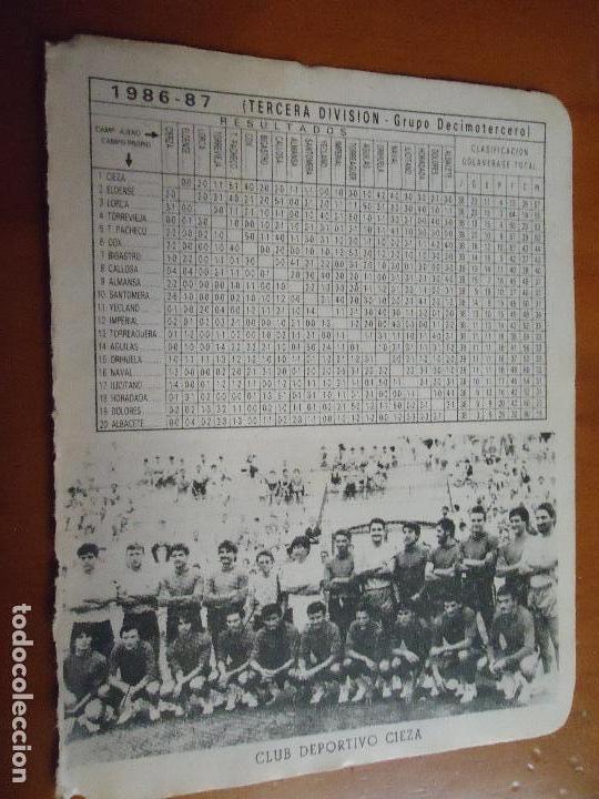 Sports collectibles: antigua hoja futbol - FOTOS DE JUGADORES EQUIPO ALINEACION CLUB 1986 deportivo cieza