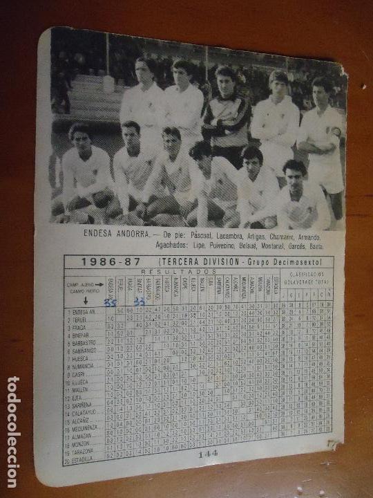 Sports collectibles: antigua hoja futbol - FOTOS DE JUGADORES EQUIPO ALINEACION CLUB 1986 endesa andorra