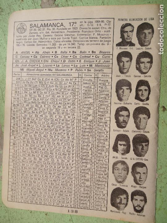 Sports collectibles: antigua hoja futbol - FOTOS DE JUGADORES EQUIPO ALINEACION CLUB ATLETICO SALAMANCA