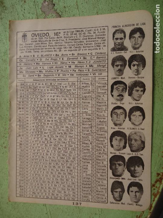 Sports collectibles: antigua hoja futbol - FOTOS DE JUGADORES EQUIPO ALINEACION CLUB OVIEDO