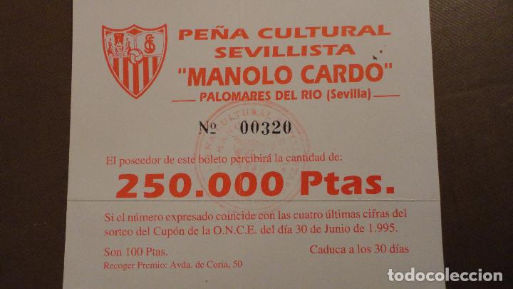 Collectionnisme sportif: PARTICIPACION.ONCE.PE&Ntilde;A SEVILLISTA MANOLO CARDO.SEVILLA F.C.PALOMARES DEL RIO,SEVILLA.1995