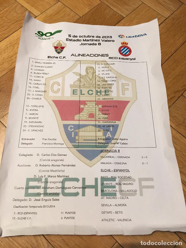 Coleccionismo deportivo: PROGRAMA ALINEACIONES ORIGINAL ELCHE ESPA&Ntilde;OL ESPANYOL LIGA TEMPORADA 2013 2014 - Foto 1