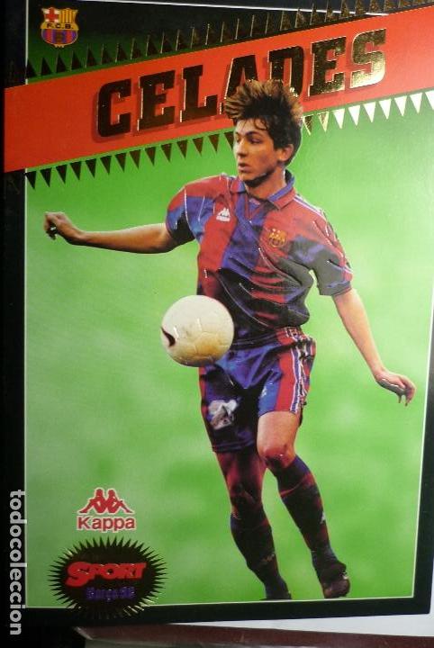 Collectionnisme sportif: LAMINA CARTULINA FUTBOL JUGADOR CELADES.-FC BARCELONA -TAMA&Ntilde;O FOLIO