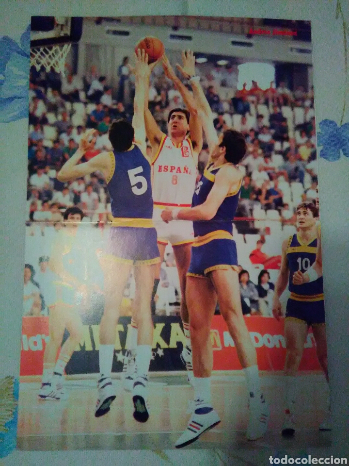Coleccionismo deportivo: P&oacute;ster akeem olajuwon - Andr&eacute;s Jim&eacute;nez 42x29 - Foto 2