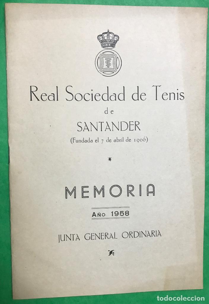 Collectionnisme sportif: Real Sociedad de Tenis de Santander - Memoria A&ntilde;o 1958 - Junta General Ordinaria