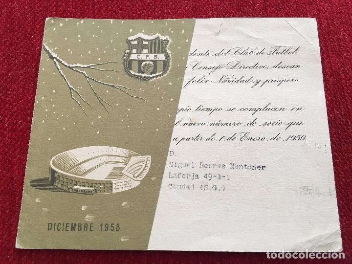 Collectionnisme sportif: FELICITACION DE NAVIDAD BARCELONA BAR&Ccedil;A A&Ntilde;O 1959 FUTBOL