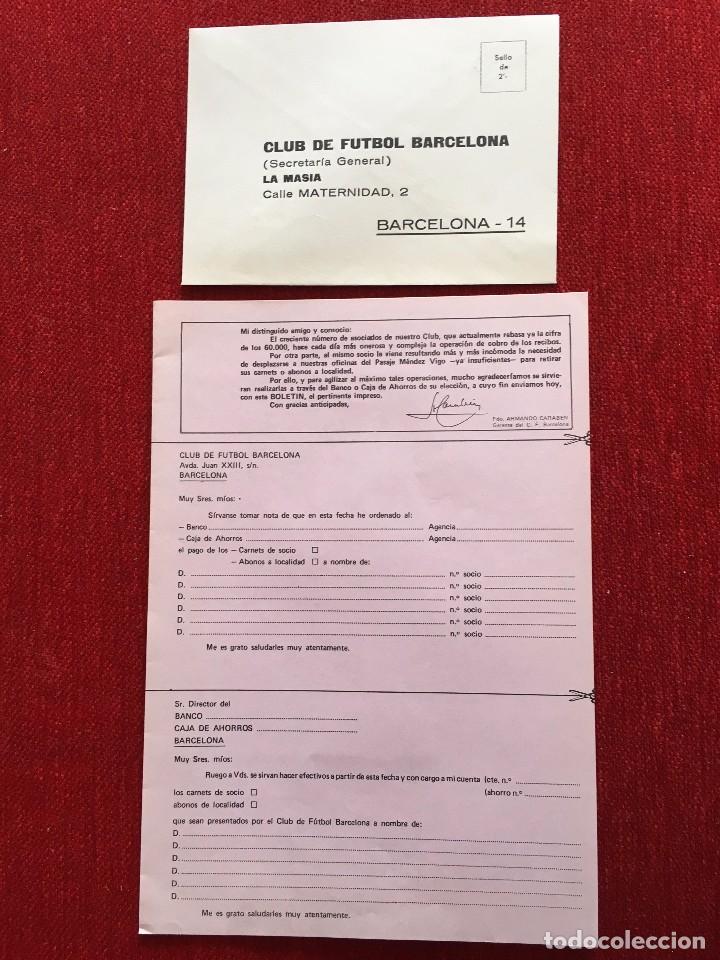 Sports collectibles: DOCUMENTO Y SOBRE CLUB DE FUTBOL BARCELONA BAR&Ccedil;A A&Ntilde;O 1973 1974
