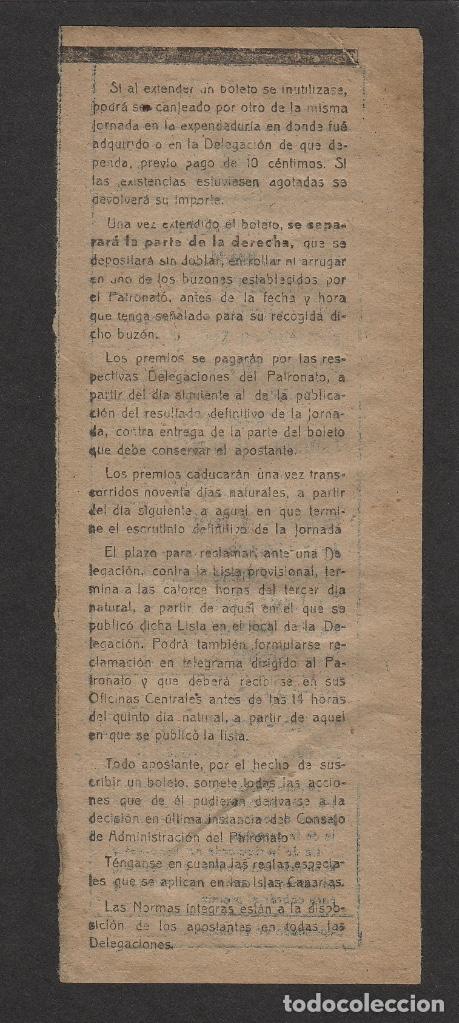 Coleccionismo deportivo: RESGUARDO DE QUINIELA A&Ntilde;O 1954 , JORNADA 7 . - Foto 2