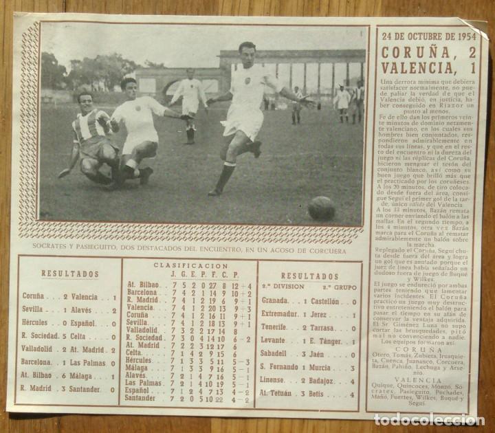 Coleccionismo deportivo: FICHA PARTIDO CORU&Ntilde;A - VALENCIA C.F. - 1954 - Foto 1