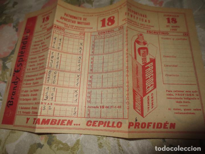Coleccionismo deportivo: quiniela 1963 jornada 18 - Foto 1