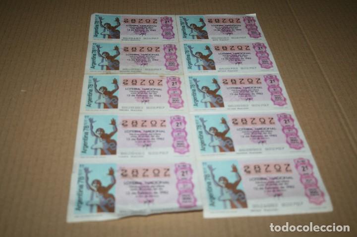 Sports collectibles: SERIE COMPLETA 10 DECIMOS LOTERIA NACIONAL MUNDIAL 82  ARGENTINA 78