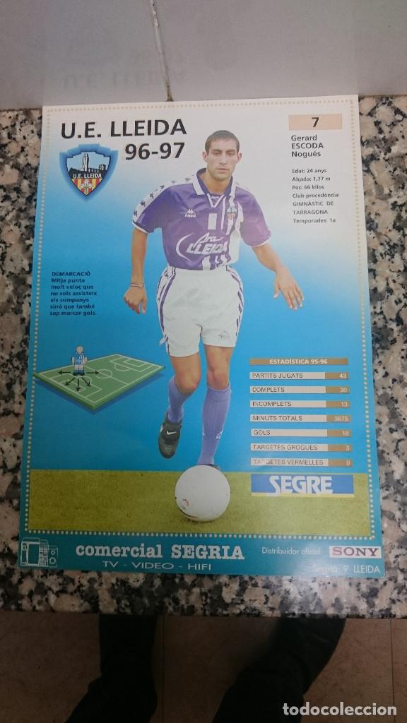 Sports collectibles: FICHA DIARIO SEGRE .U E. LLEIDA 96 - 97 GERARD ESCODA NOGUES