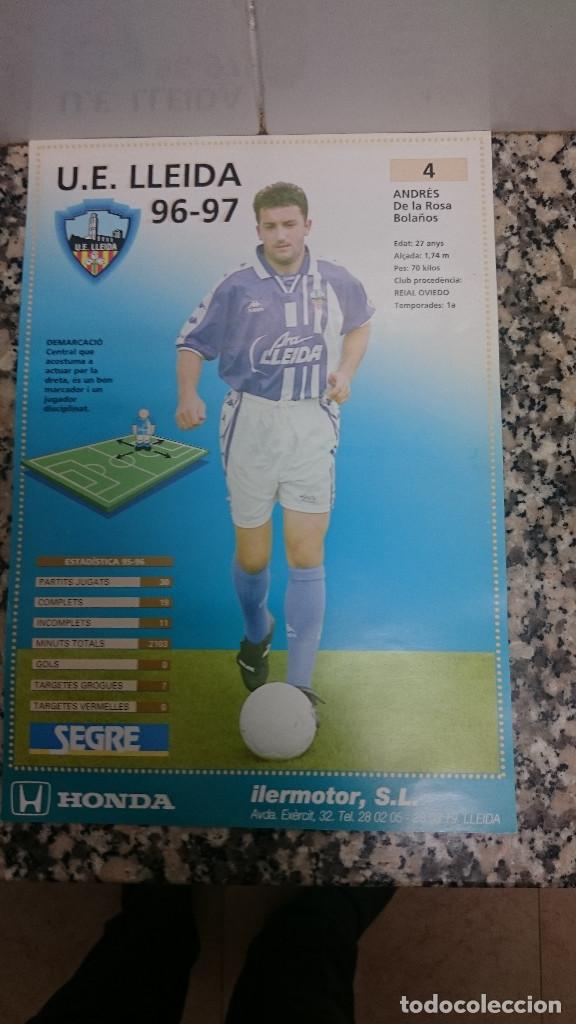 Sports collectibles: FICHA DIARIO SEGRE .U E. LLEIDA 96 - 97 ANDRES DE LA ROSA BOLA&Ntilde;OS