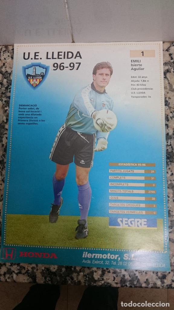 Sports collectibles: FICHA DIARIO SEGRE .U E. LLEIDA 96 - 97 EMILI ISIERTE AGUILAR