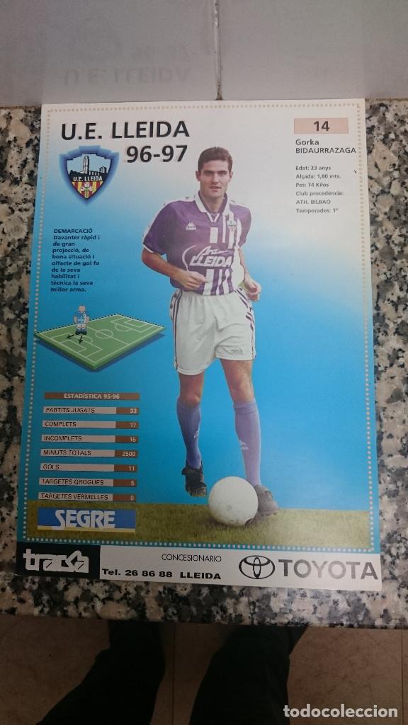 Sports collectibles: FICHA DIARIO SEGRE .U E. LLEIDA 96 - 97 GORKA BIDAURRAZAGA