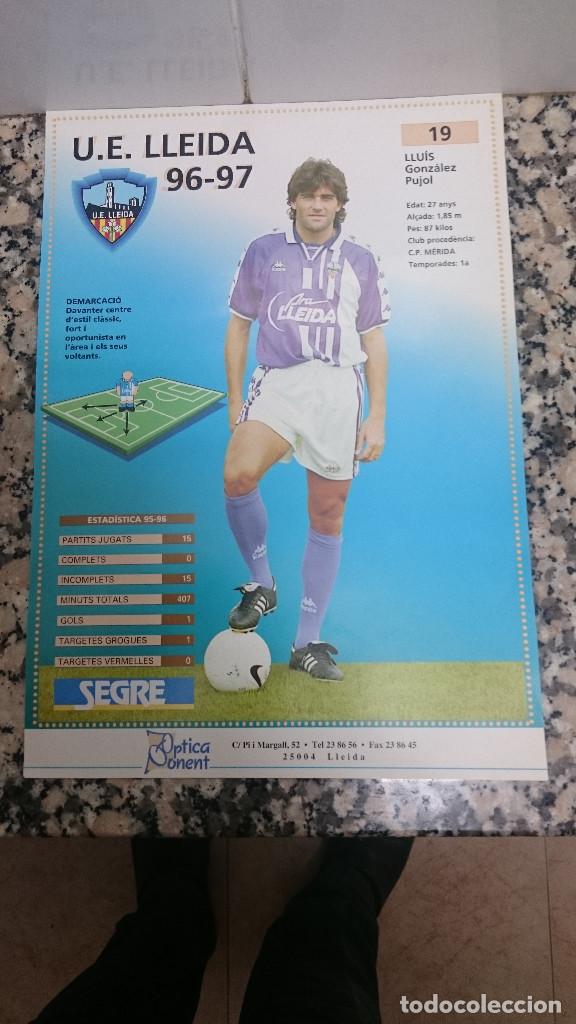 Sports collectibles: FICHA DIARIO SEGRE .U E. LLEIDA 96 - 97 LUIS GONZALEZ PUJOL