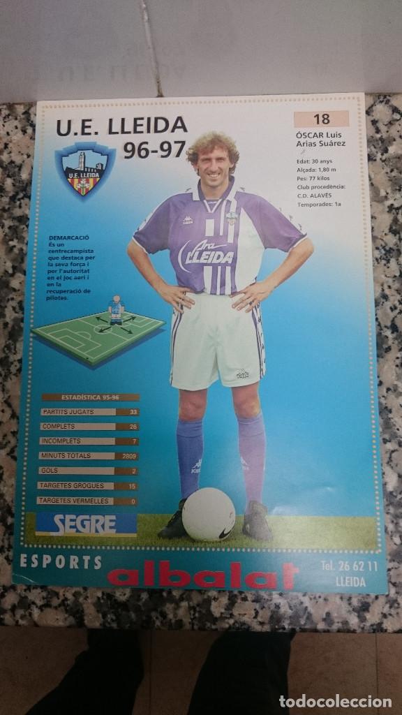 Sports collectibles: FICHA DIARIO SEGRE .U E. LLEIDA 96 - 97 OSCAR LUIS ARIAS SUEREZ