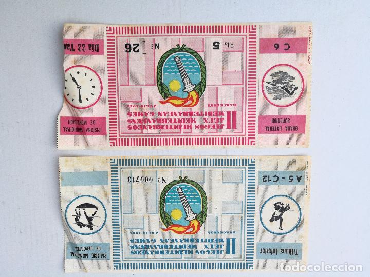 Coleccionismo deportivo: 2 ENTRADAS DE LOS II JUEGOS MEDITERRANEOS  1955 - Foto 1