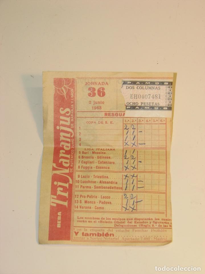Coleccionismo deportivo: RESGUARDO QUINIELA JORNADA 36  2 DE JUNIO DE 1963 - Foto 1