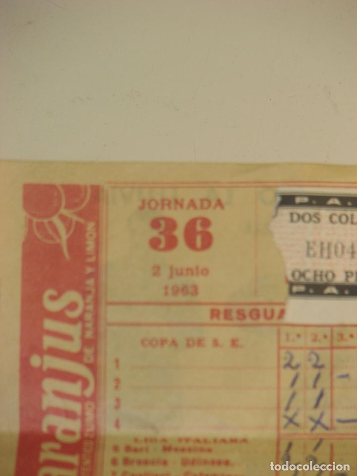 Coleccionismo deportivo: RESGUARDO QUINIELA JORNADA 36  2 DE JUNIO DE 1963 - Foto 2