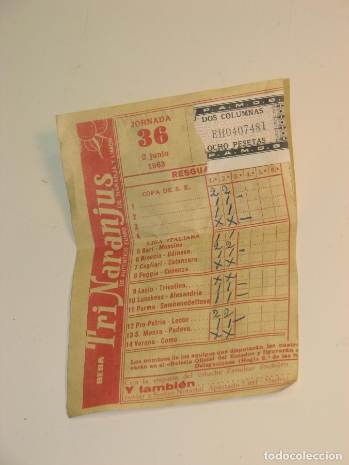 Coleccionismo deportivo: RESGUARDO QUINIELA JORNADA 36  2 DE JUNIO DE 1963 - Foto 4