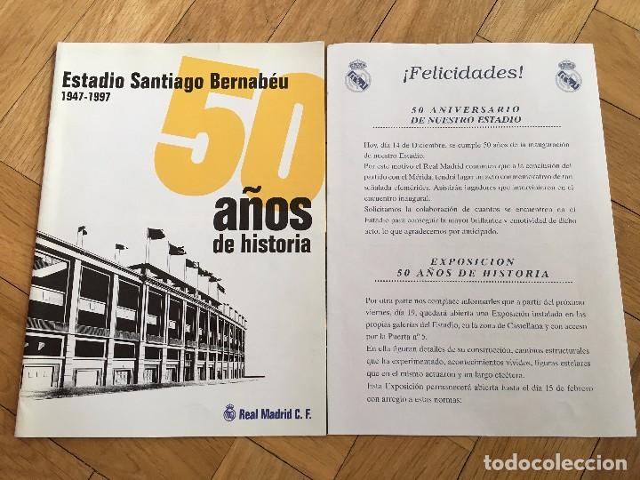 Coleccionismo deportivo: PROGRAMA EXPOSICION 50 A&Ntilde;OS ESTADIO SANTIAGO BERNABEU 1947 1997 - Foto 1