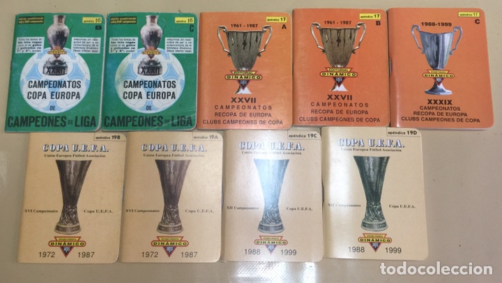 Sports collectibles: ANUARIO DINAMICO-COPA EUROPA-RECOPA DE EUROPA-COPA U. E. F. A-APENDICE 16B-16C-17ABC-19ABCD.TOTAL 9