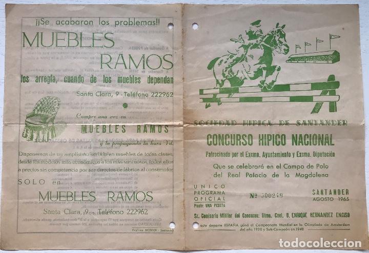 Collectionnisme sportif: Programa del Concurso H&iacute;pico Nacional - Sociedad H&iacute;pica de Santander - A&ntilde;o 1965