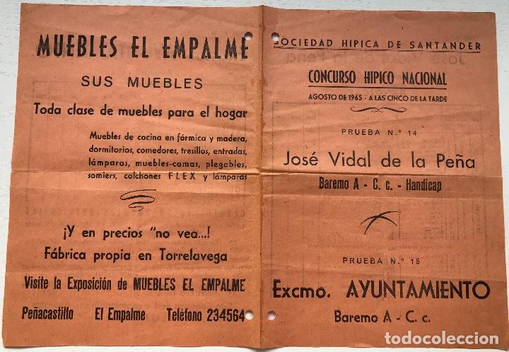 Collectionnisme sportif: Programa Concurso Hipico Nacional - Sociedad H&iacute;pica de Santander - A&ntilde;o 1965 - Jos&eacute; Vidal de la Pe&ntilde;a