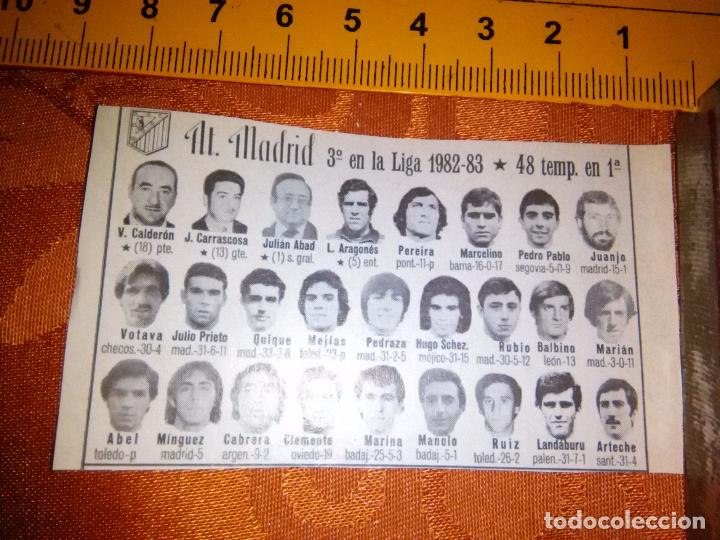 Collectionnisme sportif: RECORTE FOTOGRAFICO FUTBOL LIGA - 1882 - 1983