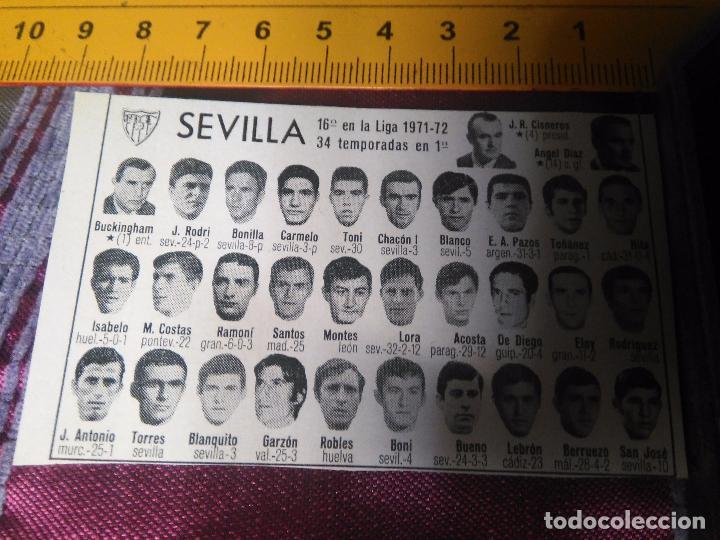 Collectionnisme sportif: RECORTE FOTOGRAFICO FUTBOL LIGA - 1971 - 1972 SEVILLA
