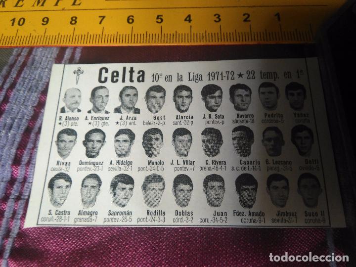 Collectionnisme sportif: RECORTE FOTOGRAFICO FUTBOL LIGA - 1971 - 1972 CELTA
