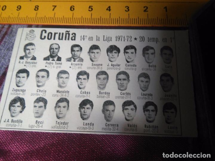 Collectionnisme sportif: RECORTE FOTOGRAFICO FUTBOL LIGA - 1971 - 1972 CORU&Ntilde;A