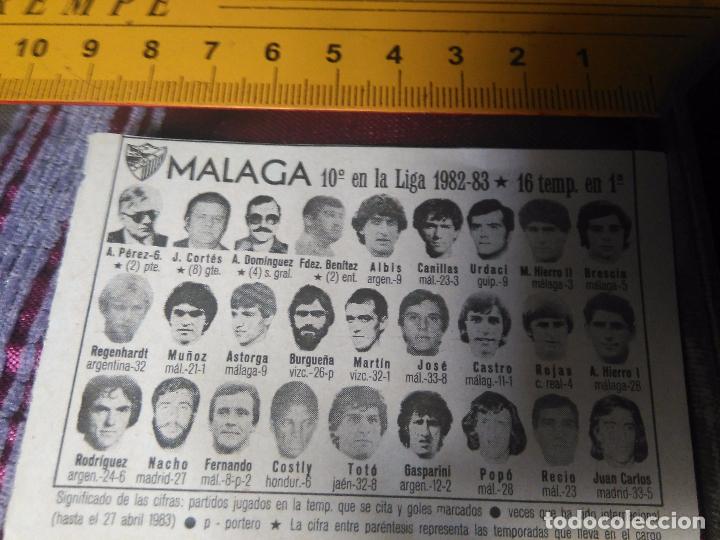 Sammelleidenschaft Sport: RECORTE FOTOGRAFICO FUTBOL LIGA - 1982 - 1983 MALAGA