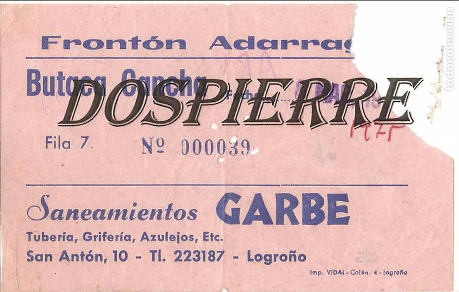 Coleccionismo deportivo: ENTRADA, FRONT&Oacute;N ADARRAGA DE LOGRO&Ntilde;O, 1975 - Foto 1