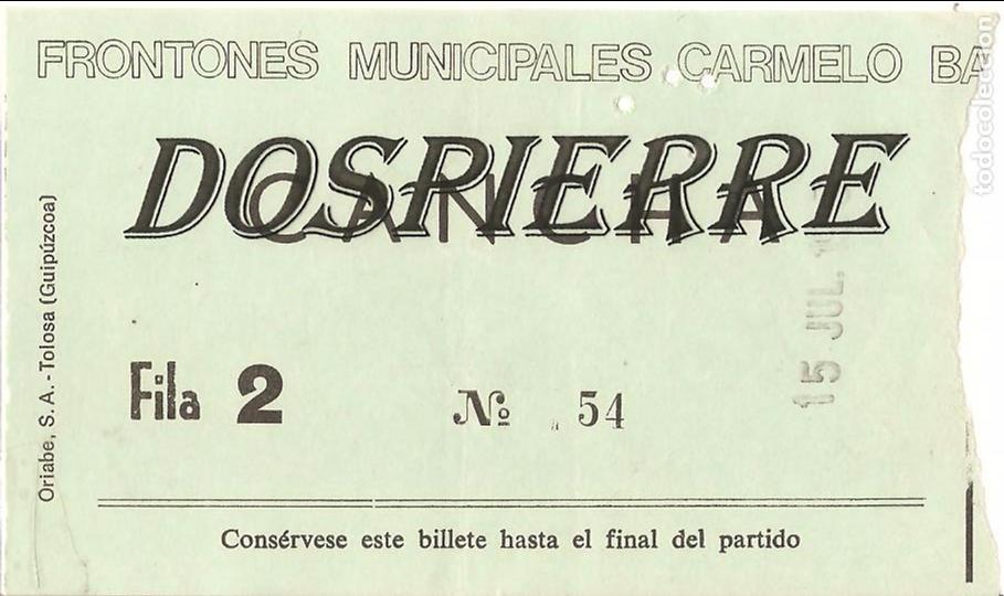 Coleccionismo deportivo: ENTRADA, FRONT&Oacute;N MUNICIPAL CARMELO BALDA DE DONOSTI, 1975 - Foto 1
