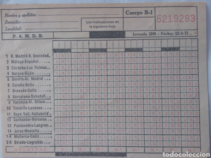 Coleccionismo deportivo: QUINIELA TEMPORADA 71-72 - Foto 1