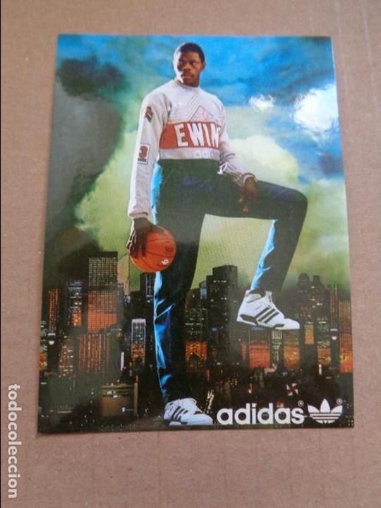 Sammelleidenschaft Sport: Pegatina - adhesivo del jugador de Baloncesto  PATT  EWING con publicidad de ADIDAS - A&ntilde;os 80