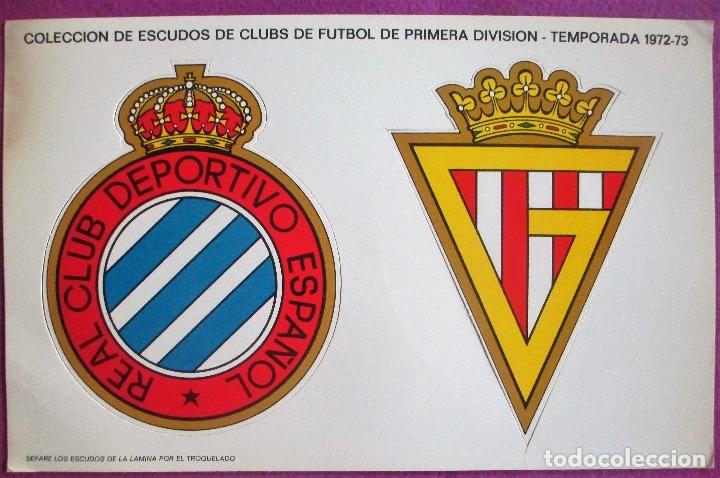 Sammelleidenschaft Sport: COLECCION DE ESCUDOS DE CLUBS DE FUTBOL DE 1&ordf; DIVISION, 1972-1973, ESPA&Ntilde;OL - GIJON, PUBLICIDAD