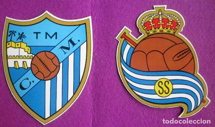 Sammelleidenschaft Sport: COLECCION DE ESCUDOS DE CLUBS DE FUTBOL DE 1&ordf; DIVISION, 1972-1973, MALAGA - SOCIEDAD, PUBLICIDAD