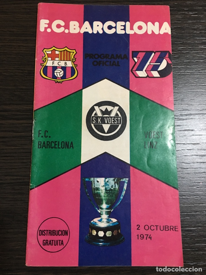 Coleccionismo deportivo: Programa f.c. Barcelona voest linz 2 octubre 1974 - Foto 1