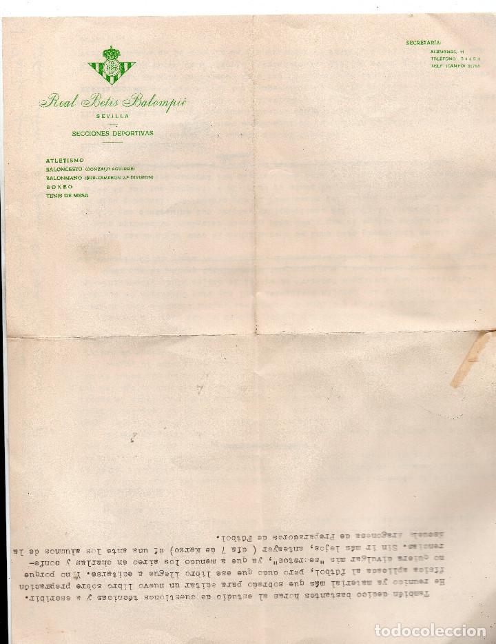 Sammelleidenschaft Sport: Carta con membrete Real Betis Balompi&eacute; de Ernesto Pons Forns