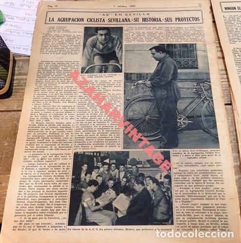 Sammelleidenschaft Sport: CICLISMO,2 HOJAS DE PERIODICO DE 1935, AGRUPACION CICLISTA SEVILLANA, RARA