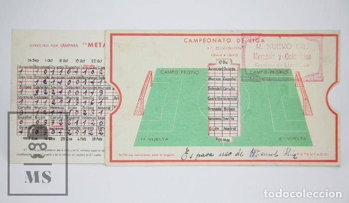 Sammelleidenschaft Sport: Calendario Din&aacute;mico de F&uacute;tbol - Campeonato Liga 1&ordf; Divisi&oacute;n, 1944-1945 - Publicidad L&aacute;mpara Metal