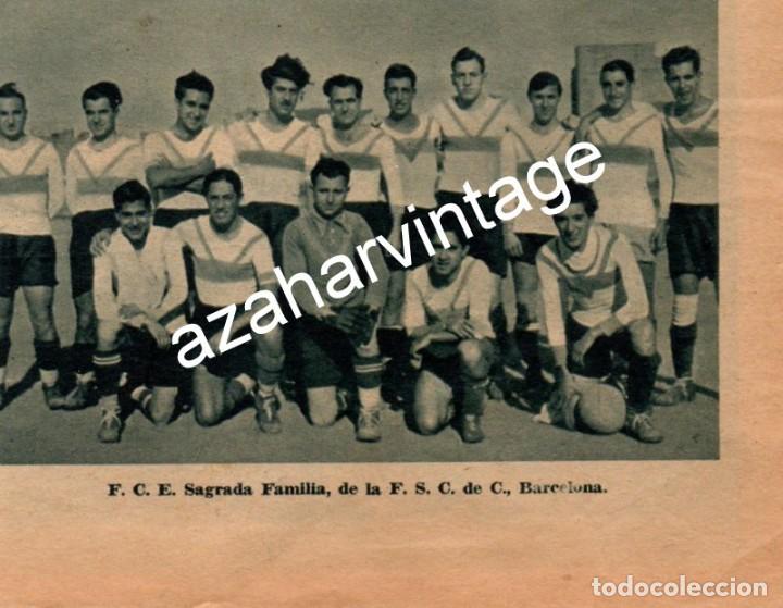 Collectionnisme sportif: FUTBOL, 1935, RECORTE PRENSA EQUIPO SAGRADA FAMILIA, DE LA F.S.C. BARCELONA, 130X70MM