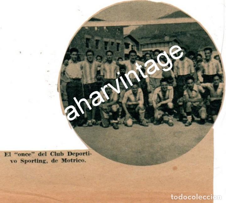 Collectionnisme sportif: FUTBOL, 1935, RECORTE PRENSA EQUIPO CLUB DEPORTIVO SPORTING DE MOTRICO, 80x80mm