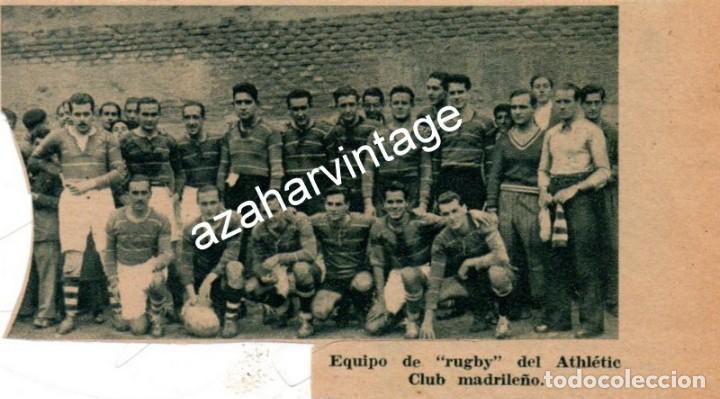 Collectionnisme sportif: RUGBY, 1935, RECORTE PRENSA EQUIPO DEL ATLETICO MADRILE&Ntilde;O, 110X60mm