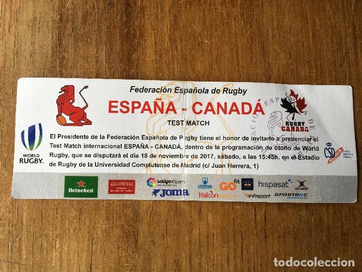 Sports collectibles: R3851 ENTRADA TICKET RUGBY ESPA&Ntilde;A CANADA 2017 UNIVERSIDAD COMPLUTENSE DE MADRID
