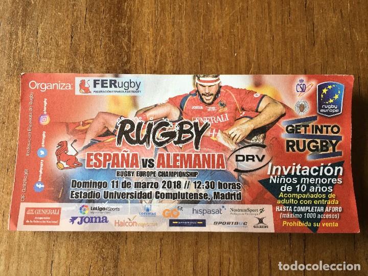 Collectionnisme sportif: R4047 ENTRADA TICKET RUGBY CAMPEONATO DE EUROPA ESPA&Ntilde;A ALEMANIA 2017 2018 MADRID