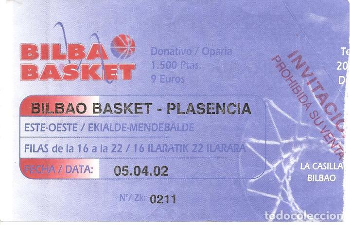 Coleccionismo deportivo: ENTRADA BALONCESTO, BILBAO BASKET-PLASENCIA, 2002 - Foto 1
